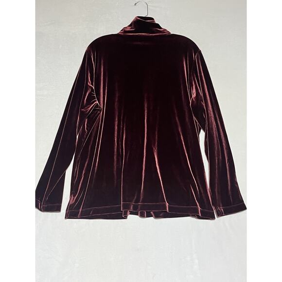 Susan Graver Velvet Turtleneck Womens 1X Purple Burgundy Long Sleeve Pullover - Picture 2 of 13